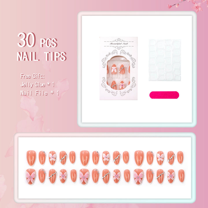 Elegantes Schmetterlings Press-On Nagelset