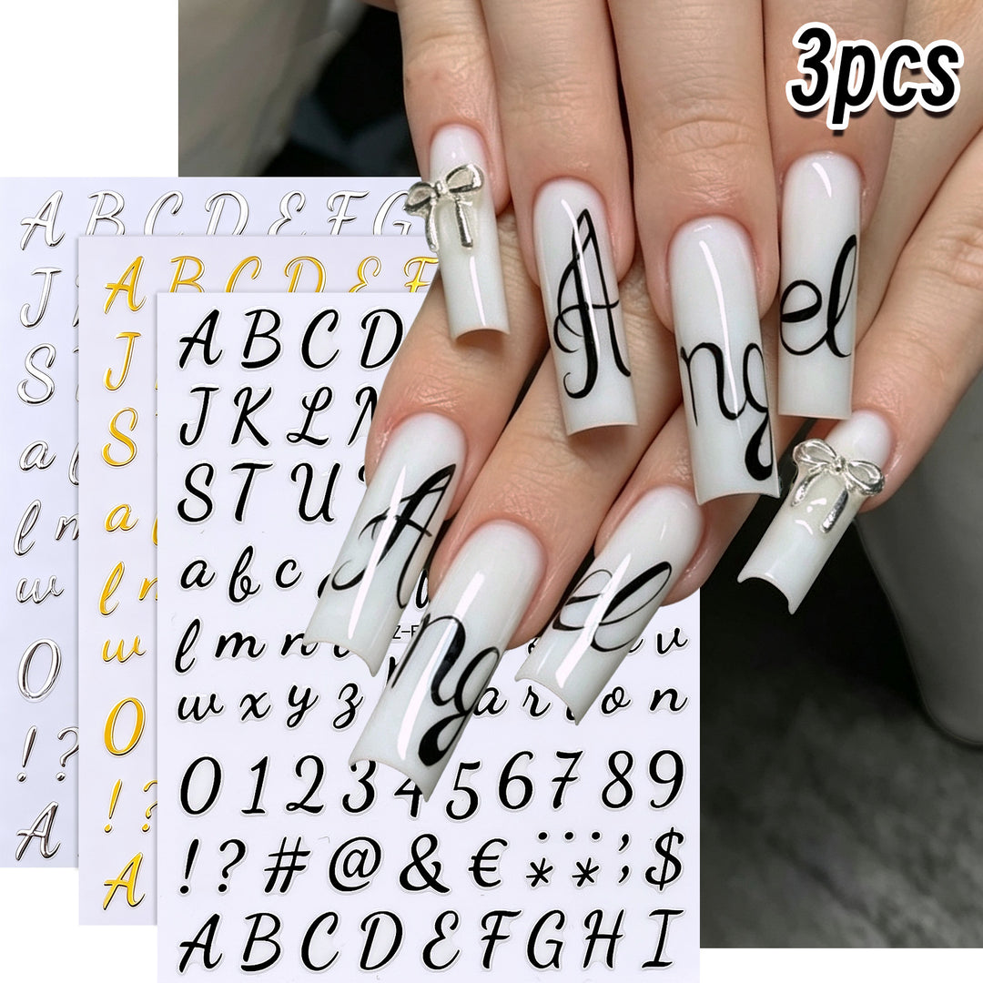 Dekorative Nagelkunst Buchstaben Aufkleber