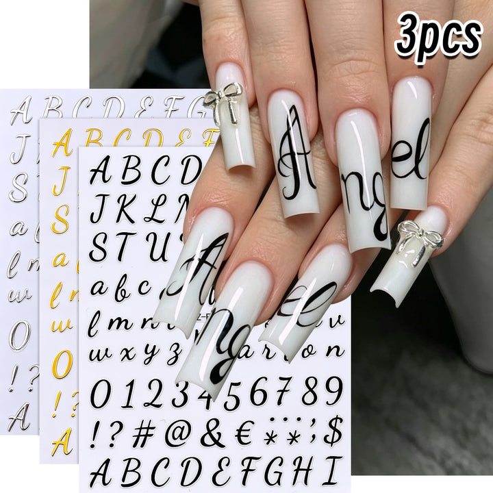 Dekorative Nagelkunst Buchstaben Aufkleber