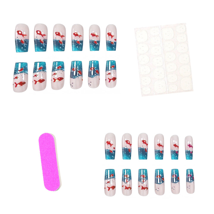 Künstlerische von Aqua inspirierte Acryl-Nagelkunstverlängerungen Karnz