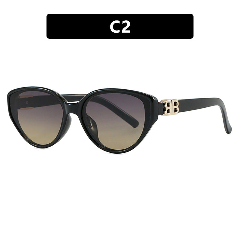 Damen modische Cat-Eye Sonnenbrille mit elegantem Metallrahmen und UV-Schutz Karnz