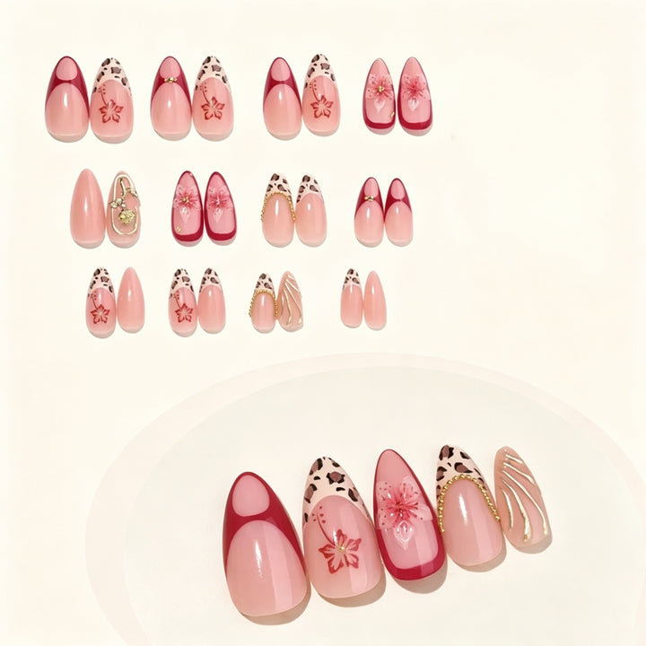 Florales Design Acryl-Nagelset Karnz