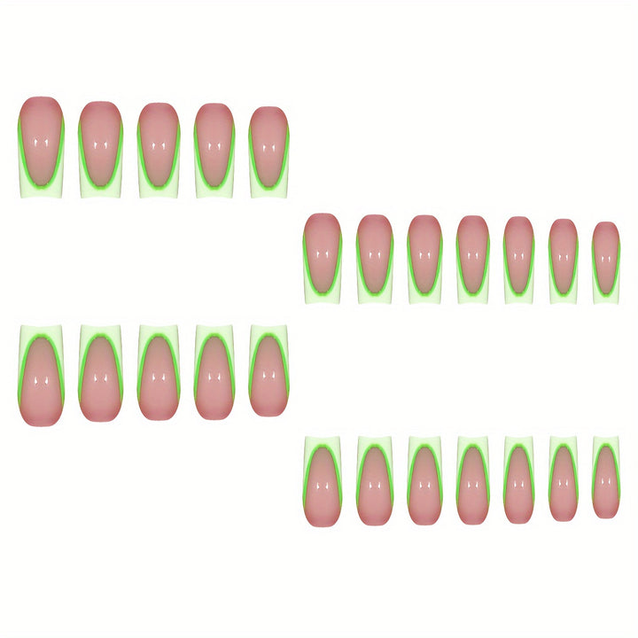 Neon French Tip Press-On Nägel Karnz