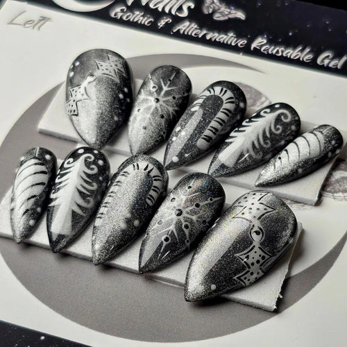Kreative Kunstnägel Im Glamourösen Schwarz-Weiß-Design Karnz