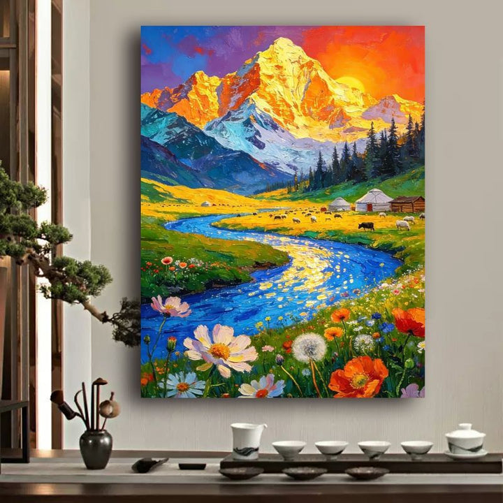 Lebendige Berglandschaft Leinwandkunst Karnz