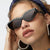 Damen Cat-Eye Sonnenbrille mit funkelndem Strassbesatz und animalischem Muster Karnz