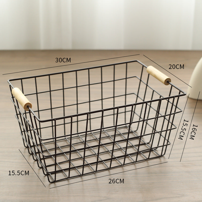 Unisex Drahtaufbewahrungskorb mit ergonomischen Holzgriffen Karnz