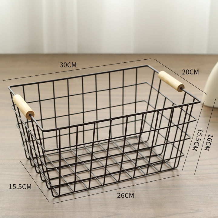 Unisex Drahtaufbewahrungskorb mit ergonomischen Holzgriffen Karnz