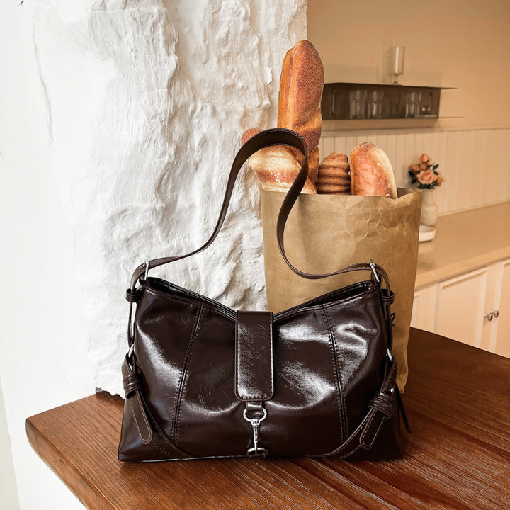Lässige Leder Schultertasche