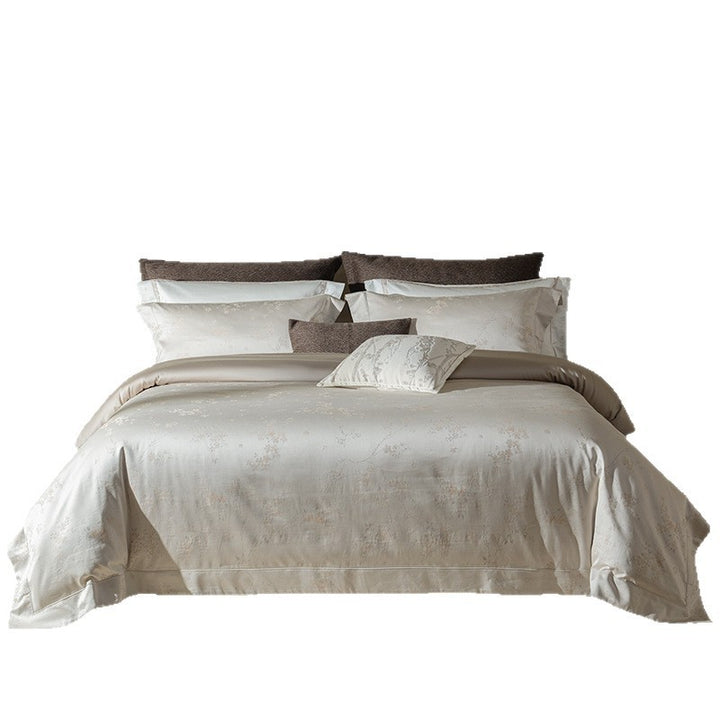 Serene Jacquard Satin Bettbezug Set mit verstecktem Reißverschluss und Eckenbändern