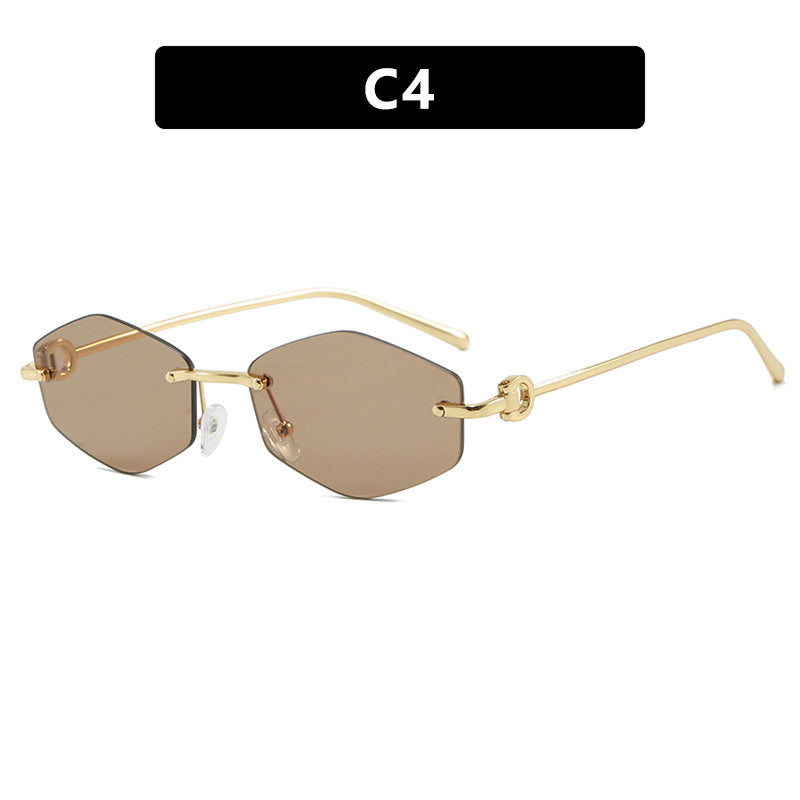 Damen modische Sonnenbrille mit hexagonalem Gestell und luxuriösen Akzenten Karnz