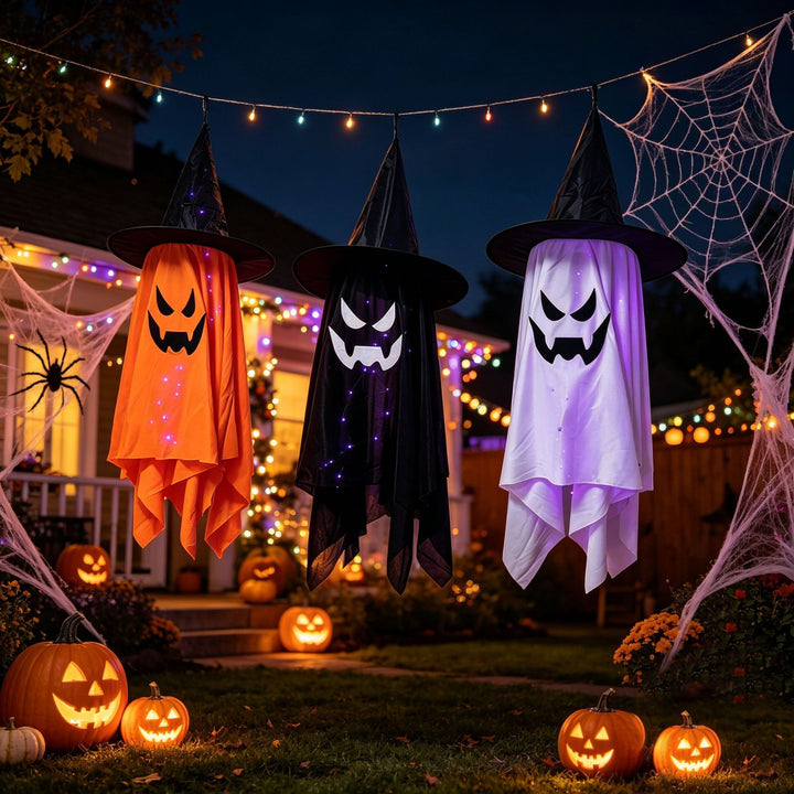 Gruselige Halloween Dekofigur mit leuchtenden Augen