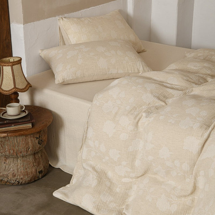 Rustic Washed Linen-Blend Textured Duvet Cover Set with Envelope Closure