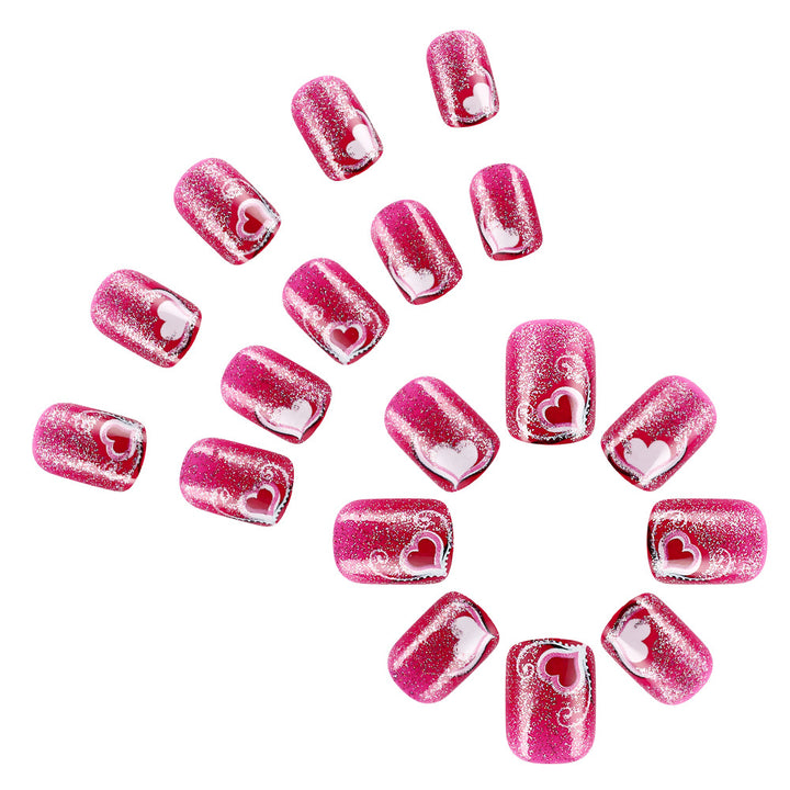 Herz-Themen Glitzer Nagelkunst Set Karnz