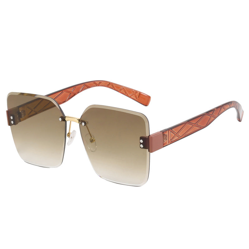 Damen oversized quadratische Sonnenbrille mit modischem Dekor Karnz