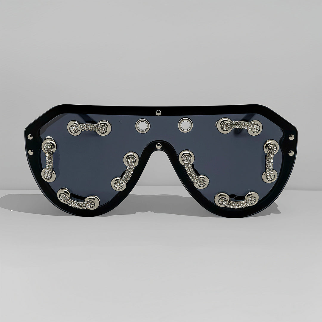 Damen extravagante Designer-Sonnenbrille mit funkelnden Akzenten Karnz