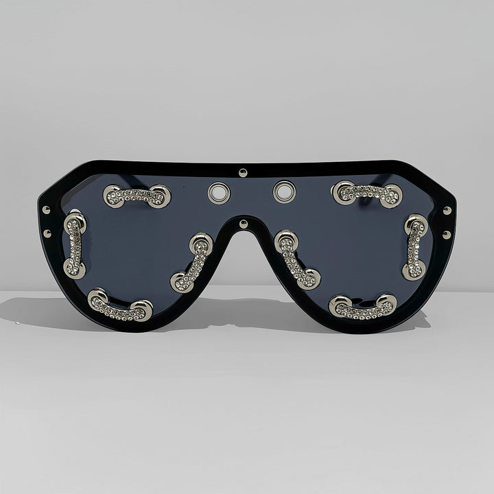 Damen extravagante Designer-Sonnenbrille mit funkelnden Akzenten Karnz
