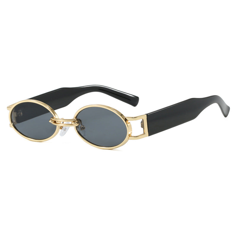 Damen ovalförmige Sonnenbrille mit goldenen Akzenten und stylischem Rahmen Karnz