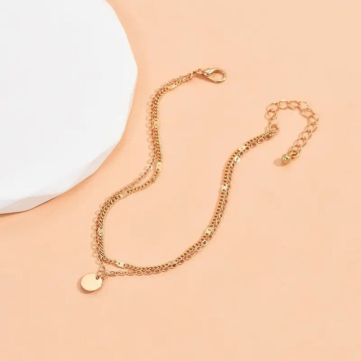 Gold Geschichteter Charm Fußkette Karnz