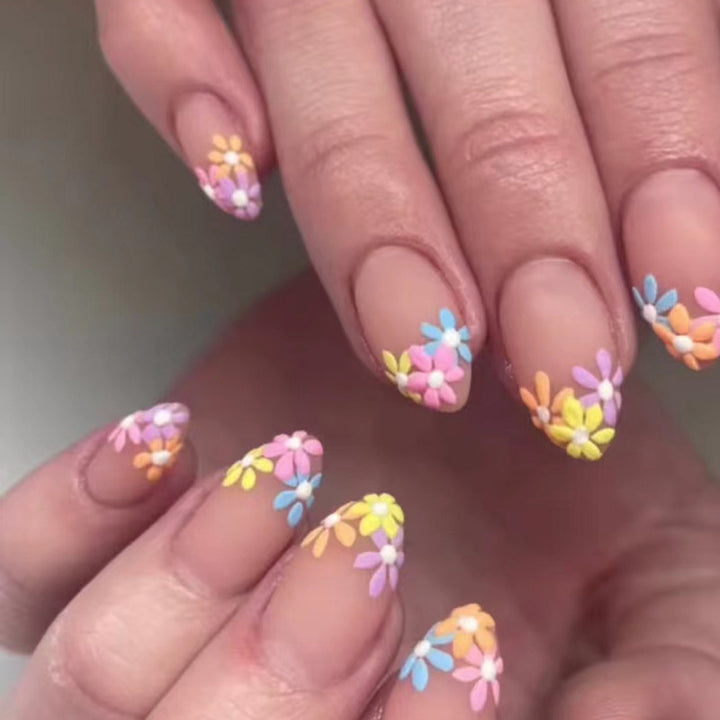 Blumenmuster Press-on Nagelset Karnz