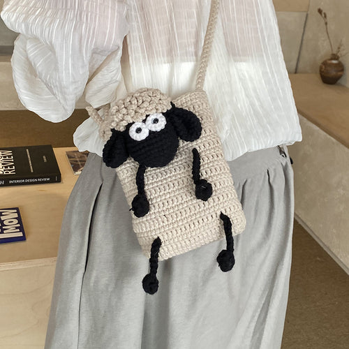 Niedlicher Schaf-Themen Häkel Mini-Rucksack