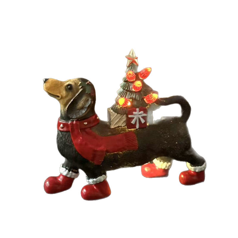 Dekorative Weihnachtsmann Figur mit Hund Karnz