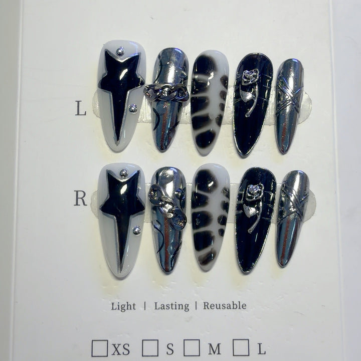 Elegantes von der Gotik inspiriertes Press-On Nail Art Set