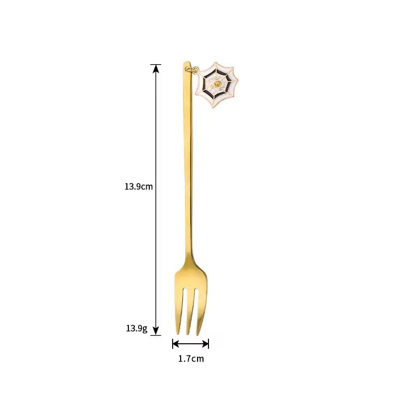 Langer Bar‑Löffel Cocktail‑Rührlöffel aus Edelstahl mit Halloween‑Geistmotiv