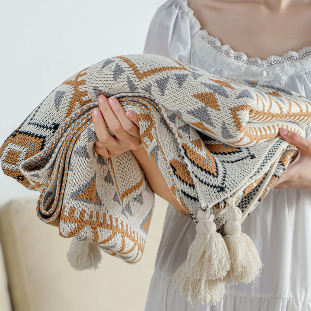 Dekorative geometrische Strickdecke