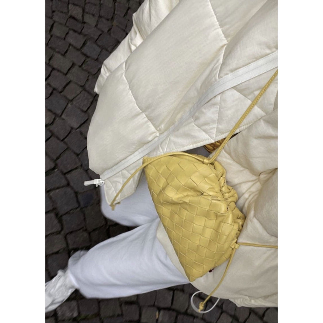 Elegante Gewebte Leder Eimer Tasche Karnz