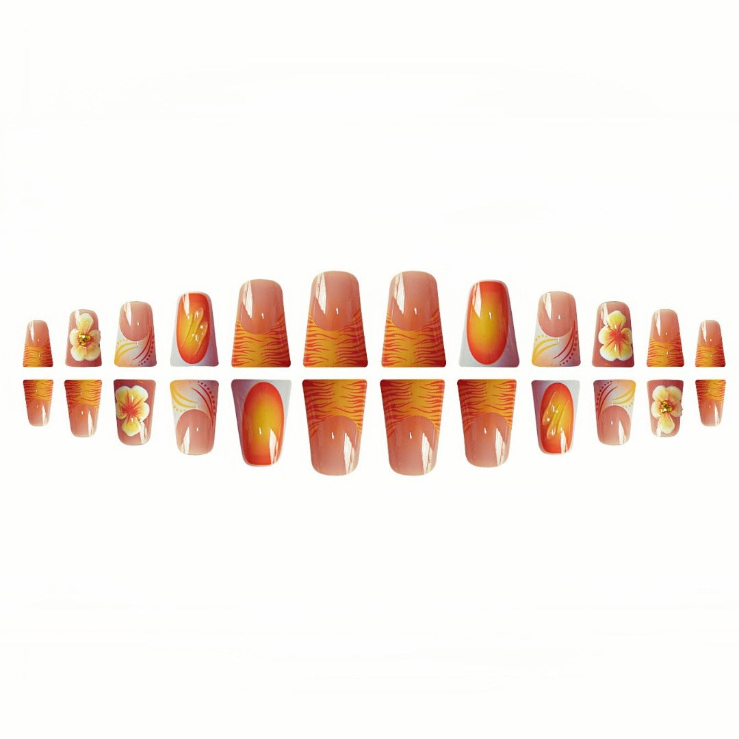 Dekorative florale Press-On Nagelset Karnz