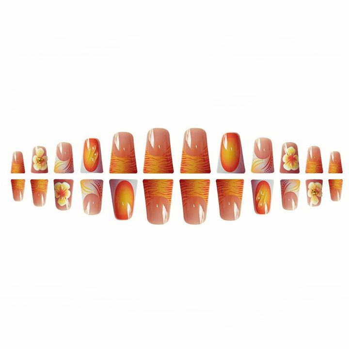 Dekorative florale Press-On Nagelset Karnz