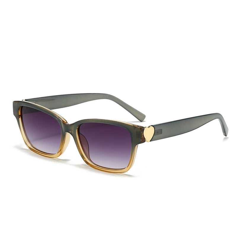 Damen modische quadratische Sonnenbrille mit Herz-Akzenten Karnz