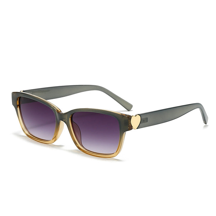 Damen modische quadratische Sonnenbrille mit Herz-Akzenten Karnz