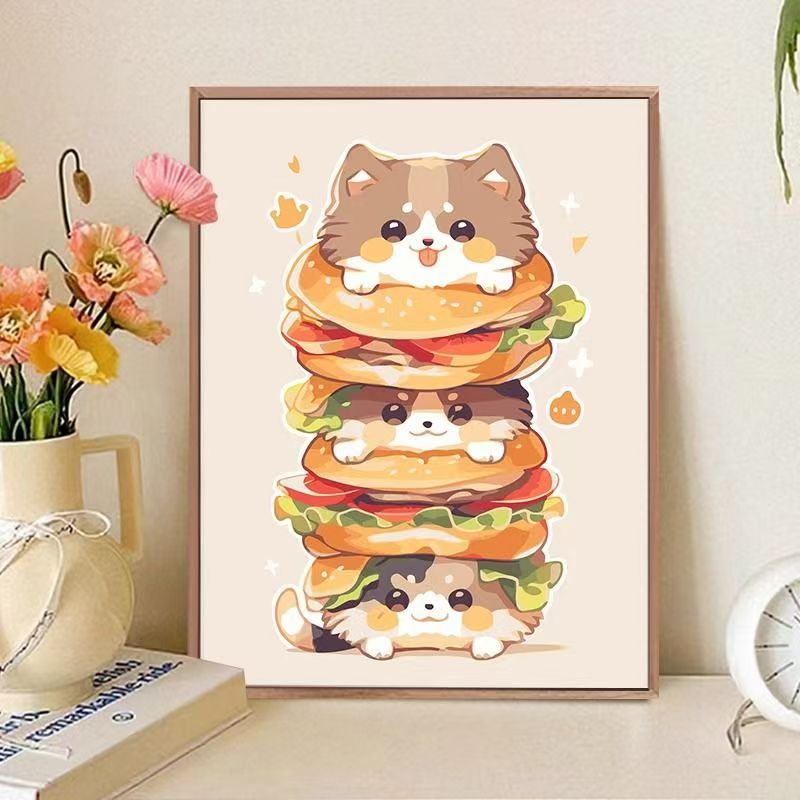 Verspielt katzenmotiviertes Food-Art-Druck Karnz