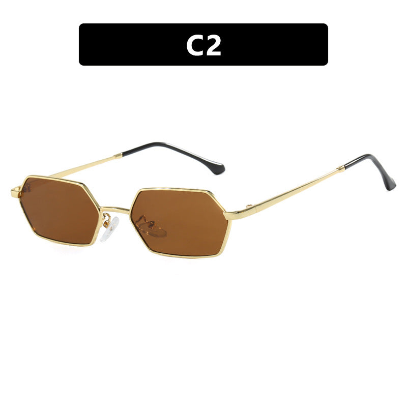 Damen hexagonale Sonnenbrille mit elegantem Metallrahmen und UV-Schutz Karnz