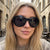 Damen Modische Ovale Sonnenbrille mit transparentem Rahmen Karnz