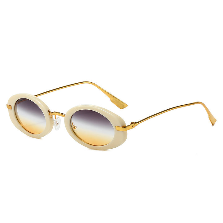 Vintage ovale Sonnenbrille mit Metallelementen Karnz