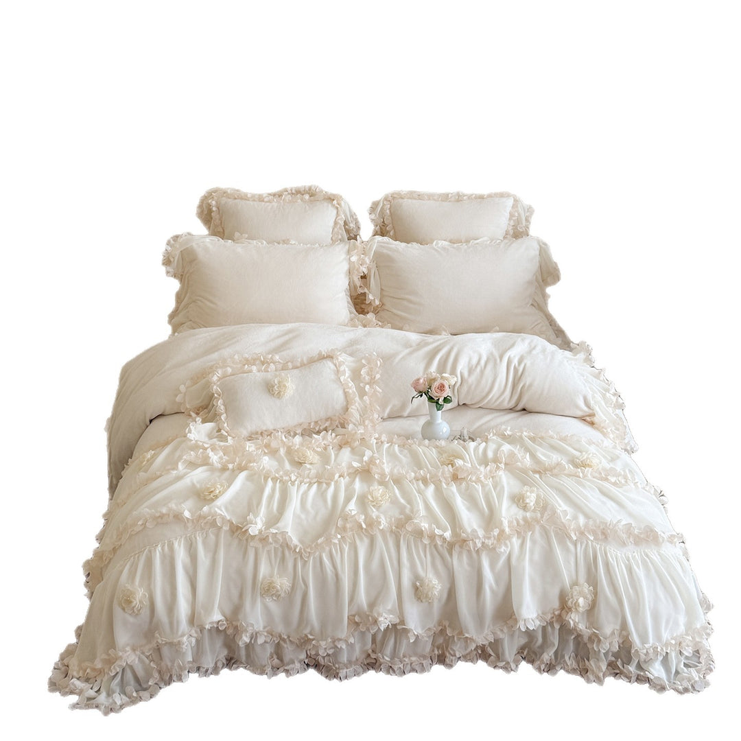 Ruffled Romantic Floral Duvet Cover Bedding Set