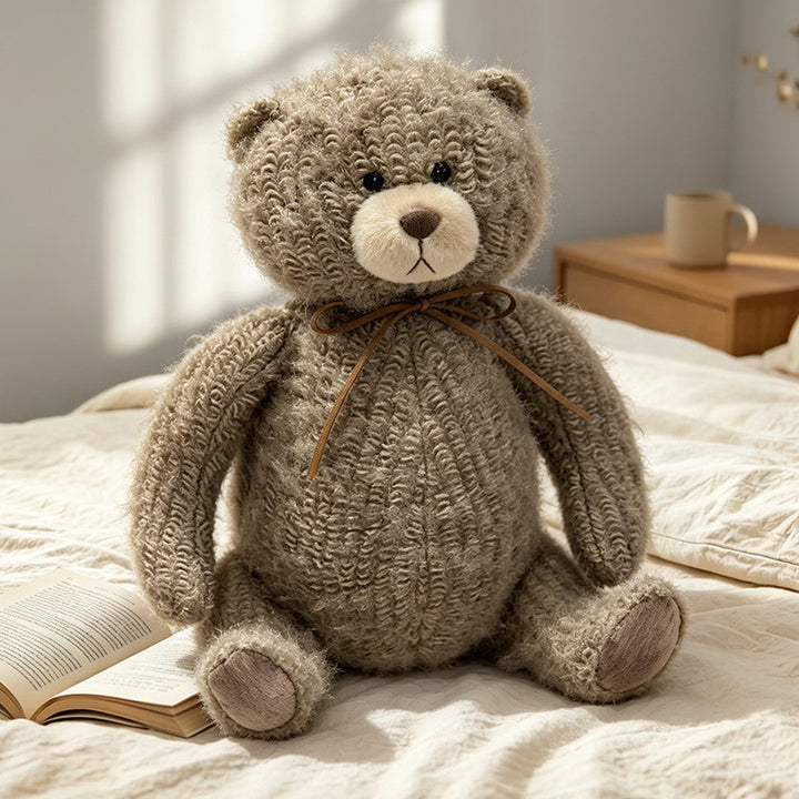 Plüsch Locken-Strick Sitzender Teddybär Dekoratives Stofftier Karnz