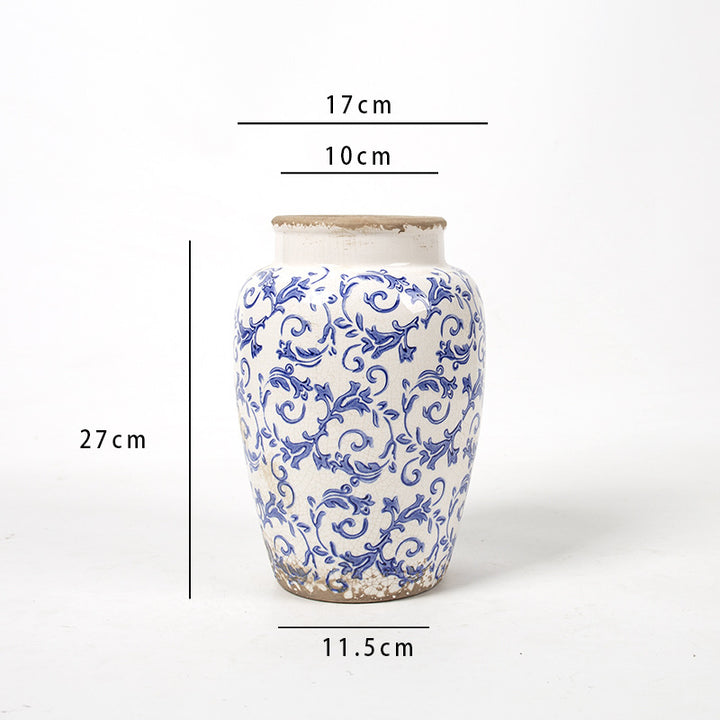 Florale Keramik Vase mit kunstvollem Design Karnz