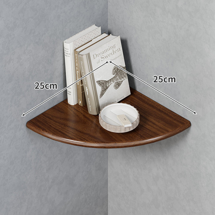 Viertelrunde Schwimmende Eckenregal Massivholz-Optik Wandmontierte Anzeige