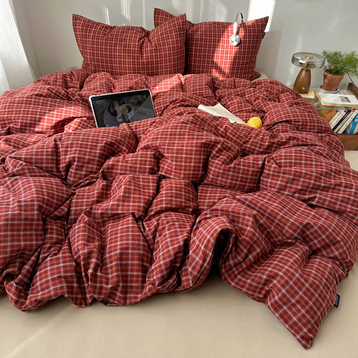 Gemütliches Karomuster Bettwäsche Set