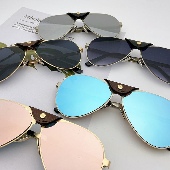 Retro Piloten-Sonnenbrille mit Blau Getönten Gläsern Karnz