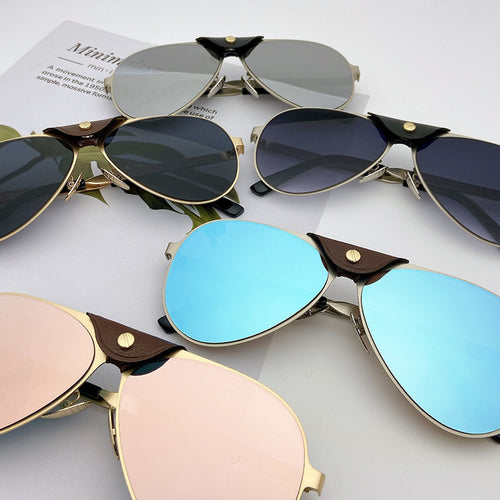 Retro Piloten-Sonnenbrille mit Blau Getönten Gläsern Karnz