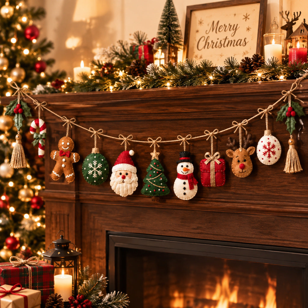 Festive Handmade Filz Weihnachtsgirlande