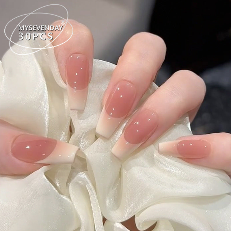 Glänzendes French Tip Press-On Nagelset Karnz