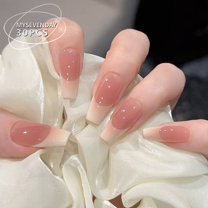 Glänzendes French Tip Press-On Nagelset Karnz