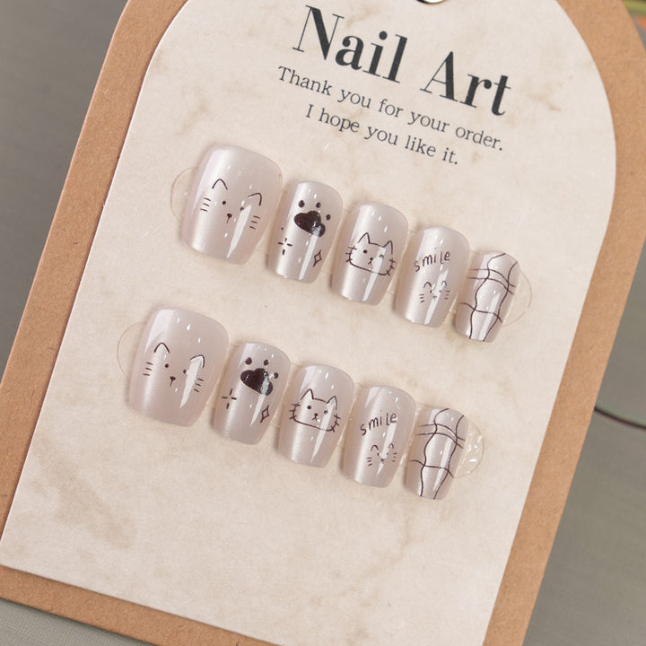 Verspielt Katzen-Themen Press-On Nagelkunst Karnz