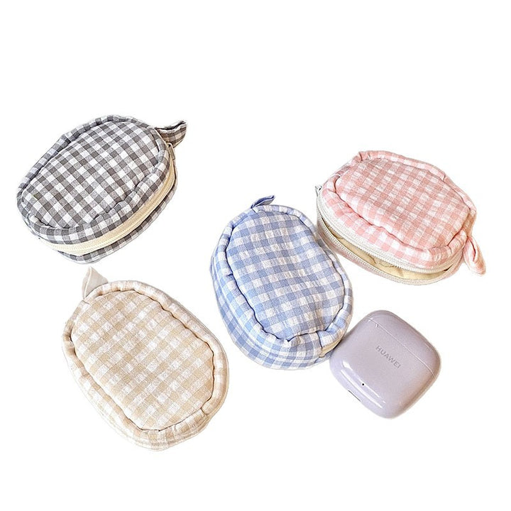 Handgefertigte Kosmetiktasche Im Gingham-Design Karnz
